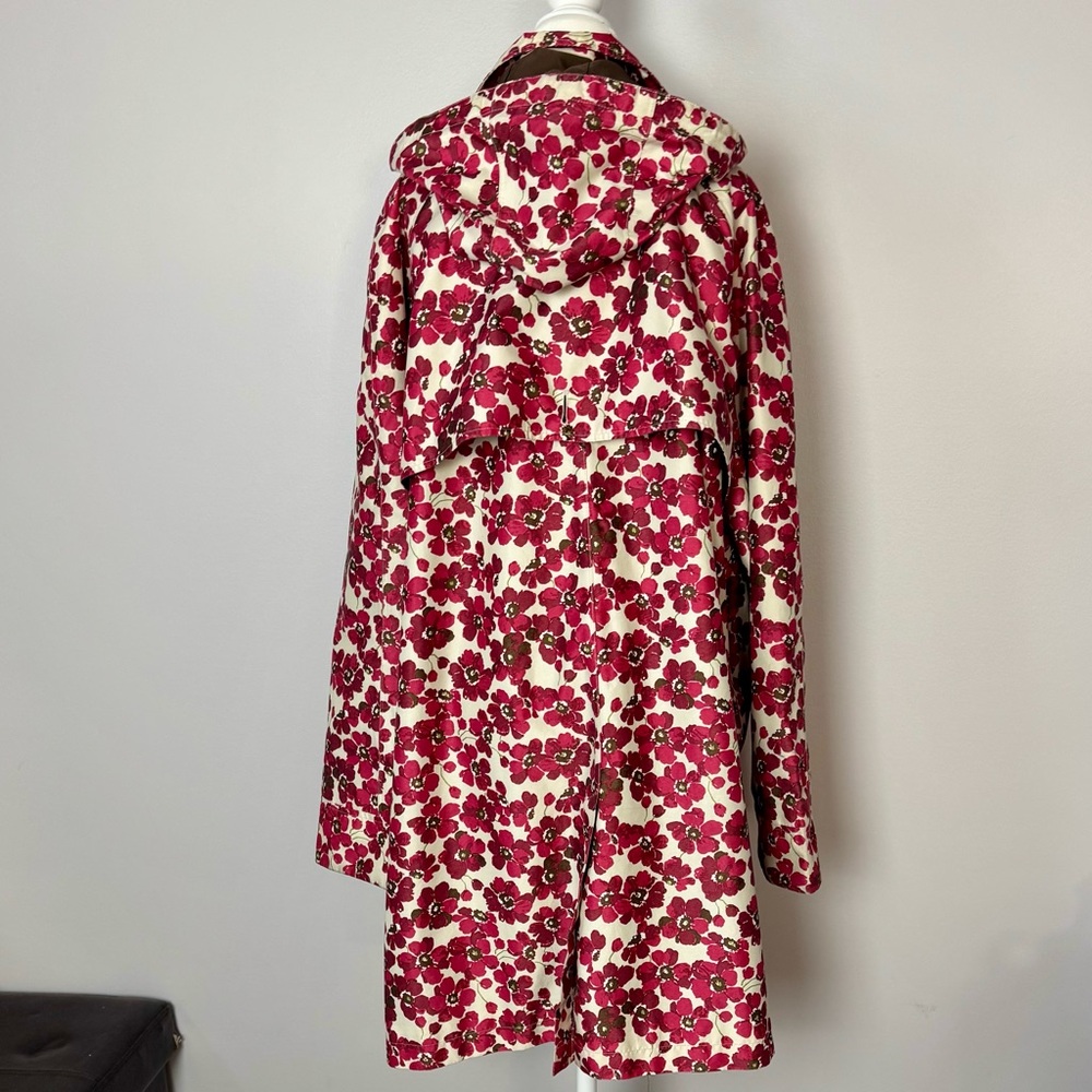 Lands' End Floral Trench Coat - Red and White - Picture 5 of 10